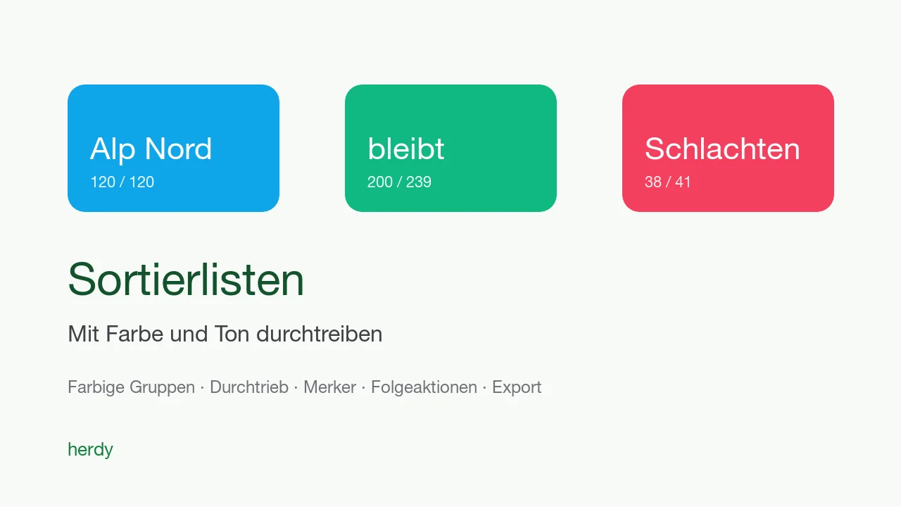 Sortierlisten: mit Farbe und Ton sortieren