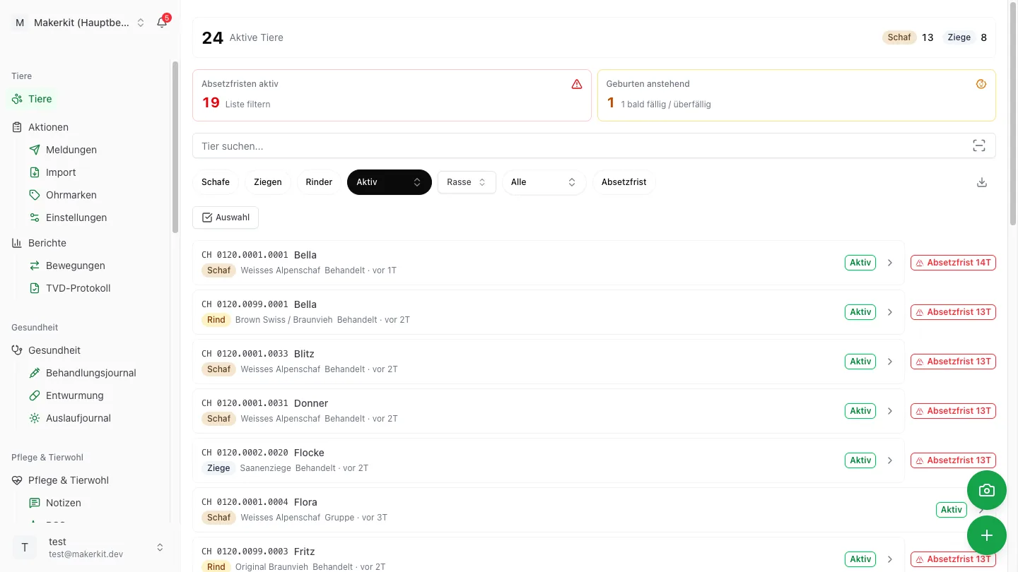 Animal Management & CSV Import