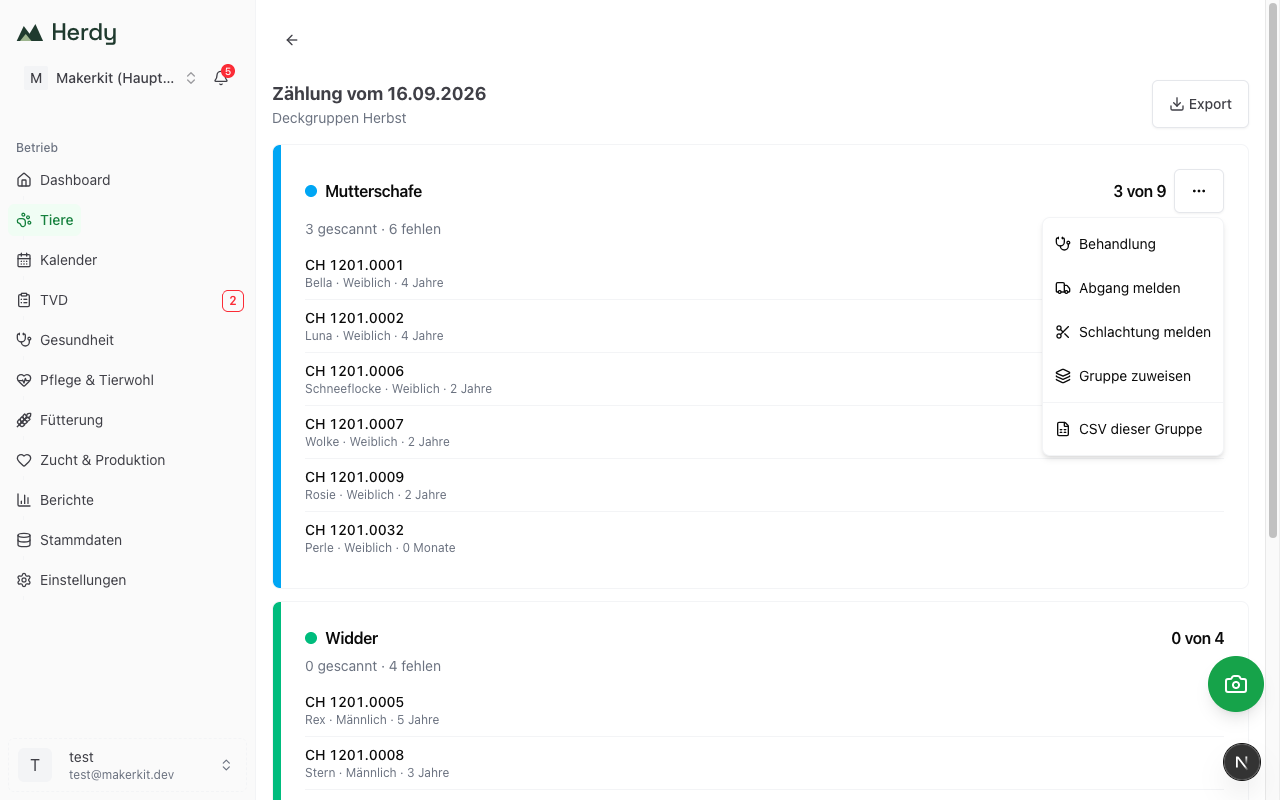 Récapitulatif du tri avec une tuile par groupe et «Mettre la liste à jour»